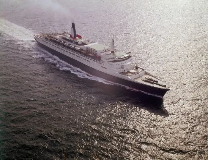 Framed Print : RMS Queen Elizabeth 2 Print, Cunard Line Ocean Liner, 1977 Framed Print : RMS Queen Elizabeth 2 Print, Cunard Line Ocean Liner, 1977