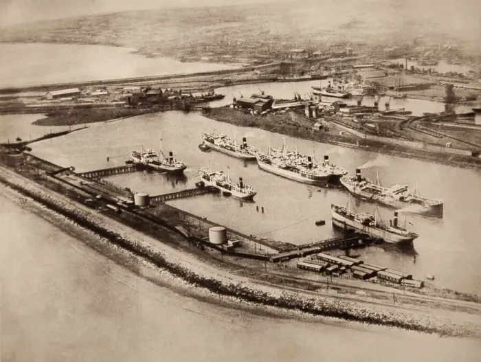 Framed Print : Aerial View of Queens Dock, Swansea Print (1920s) Framed Print : Aerial View of Queens Dock, Swansea Print (1920s)