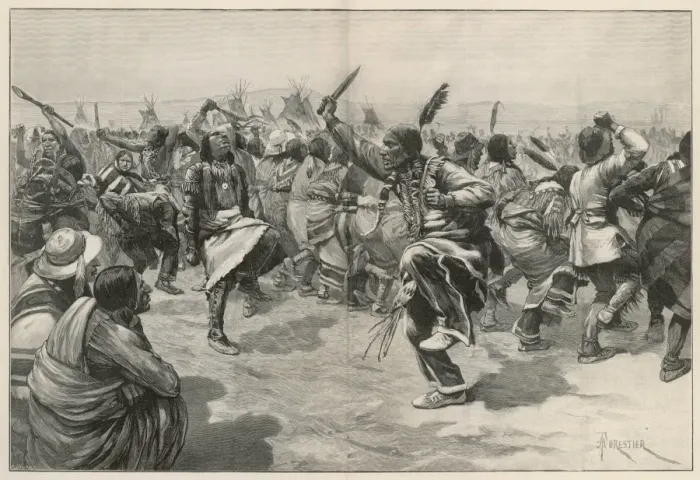 Framed Print : 1891 Ghost Dance Print of Sioux Indians