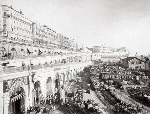 Railway depot harbour area, Algiers, Algeria, c. 1890