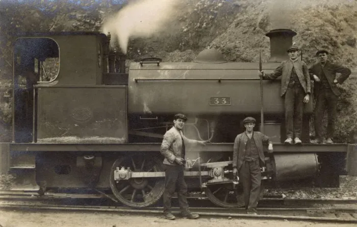 Framed Print : Railway workers pose with a steam engine print Framed Print : Railway workers pose with a steam engine print