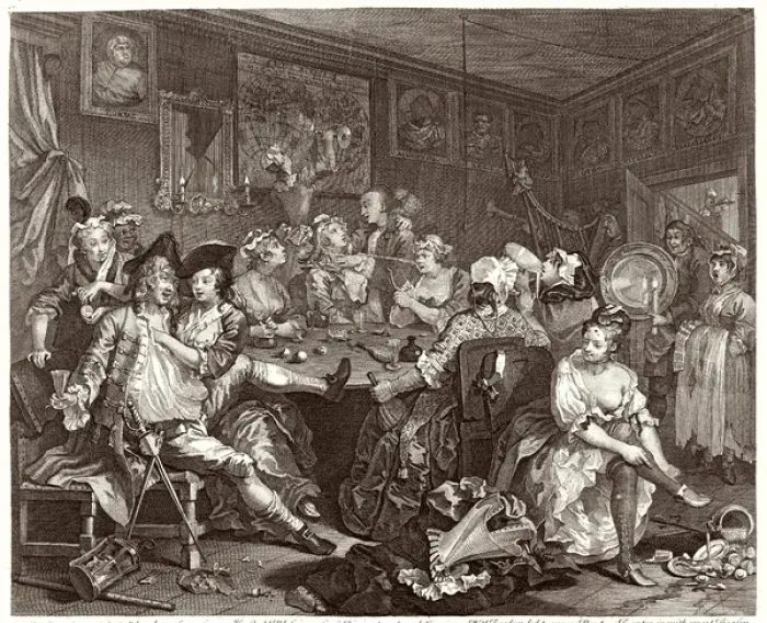 Framed Print : The Rakes Progress Print: Tavern Scene Framed Print : The Rakes Progress Print: Tavern Scene