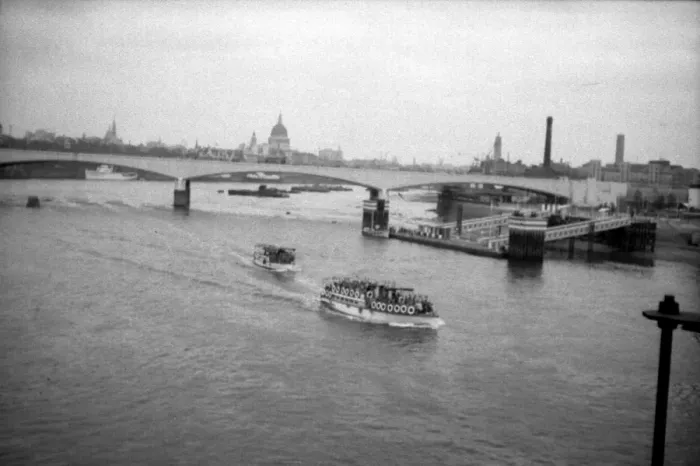 Framed Print : 1953 River Thames Print: View from Hungerford Bridge Framed Print : 1953 River Thames Print: View from Hungerford Bridge