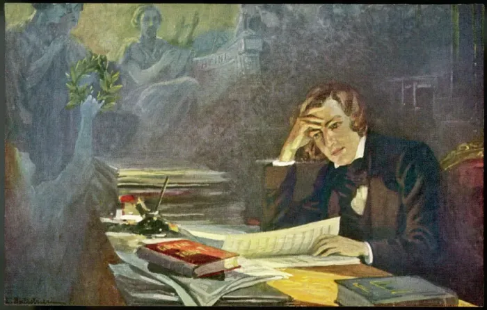 Framed Print : Robert Schumann Print - German musician at desk Framed Print : Robert Schumann Print - German musician at desk