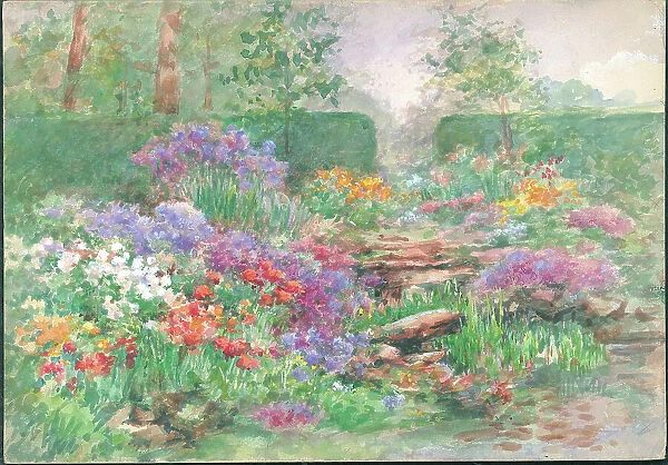 Rock Garden'. Garden with flowers and hedging