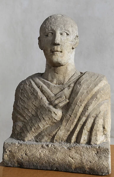 Roman Period. Funerary bust of a man. Limestone. Samaria. Is