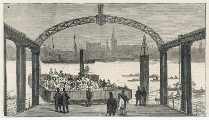 Framed Print : Rotherhithe Ferry Print 1877 Framed Print : Rotherhithe Ferry Print 1877