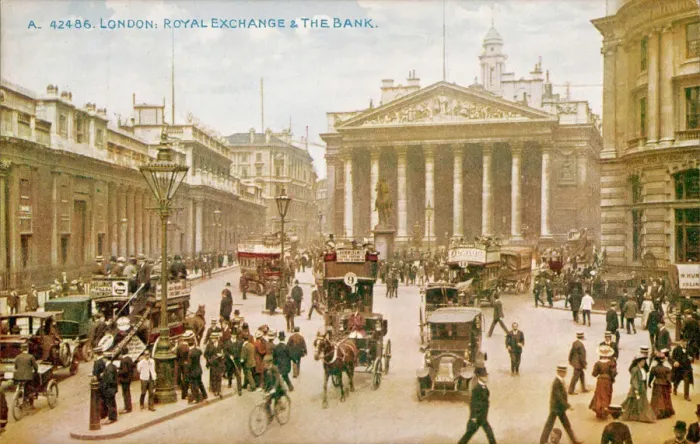 Framed Print : Royal Exchange Print, City of London Street Scene Framed Print : Royal Exchange Print, City of London Street Scene