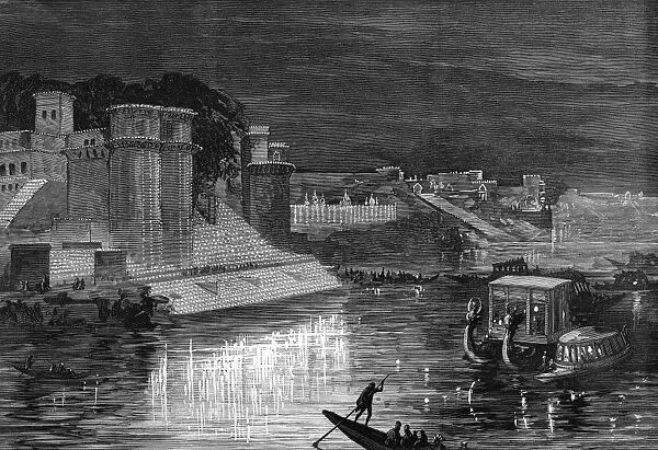 Royal visit to India: illuminations at Benares 1876