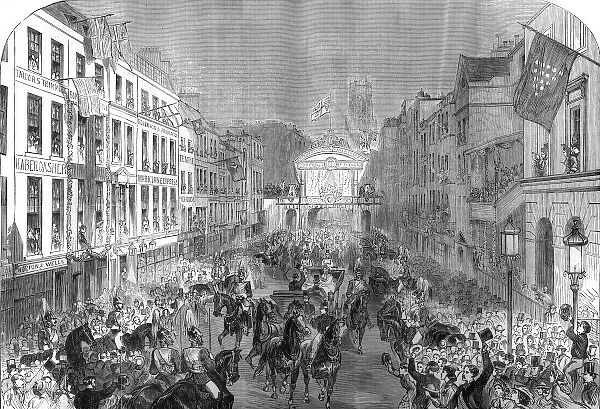 Royal wedding 1863 - procession passing Temple Bar