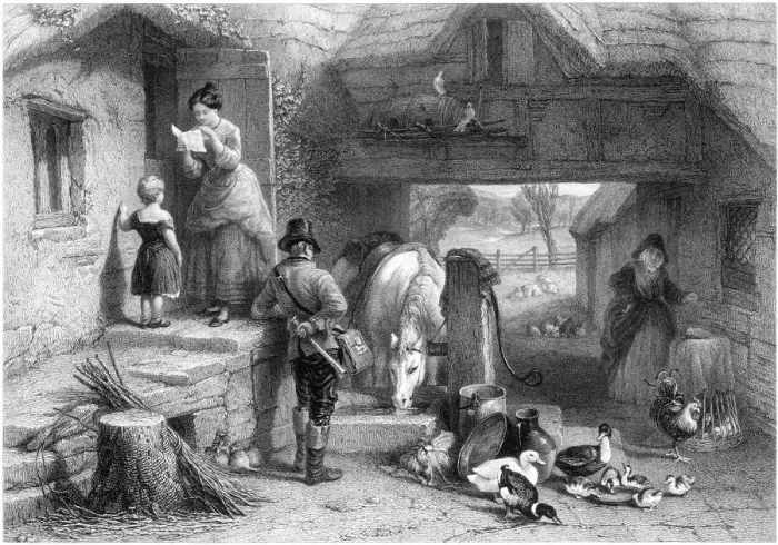 Framed Print : Rural Postboy Print - Engraved Etching Framed Print : Rural Postboy Print - Engraved Etching