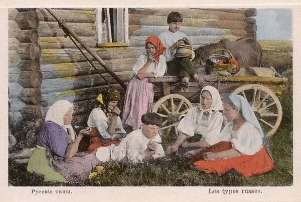 Russian villagers having lunch