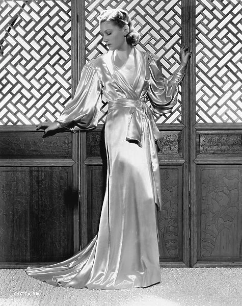A satin negligee designed by Dolly Tree for Ann Morriss