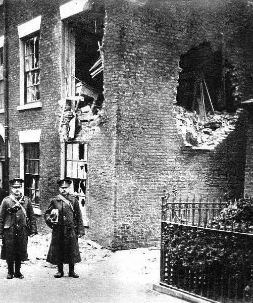 Scarborough after the German east coast bombardment: Kingscliffe camp offices damaged by a shell
