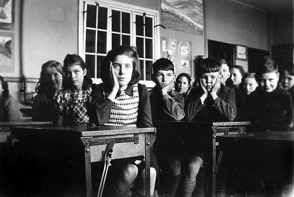 Schoolchildren in class, Walton-on-the-Naze, Essex