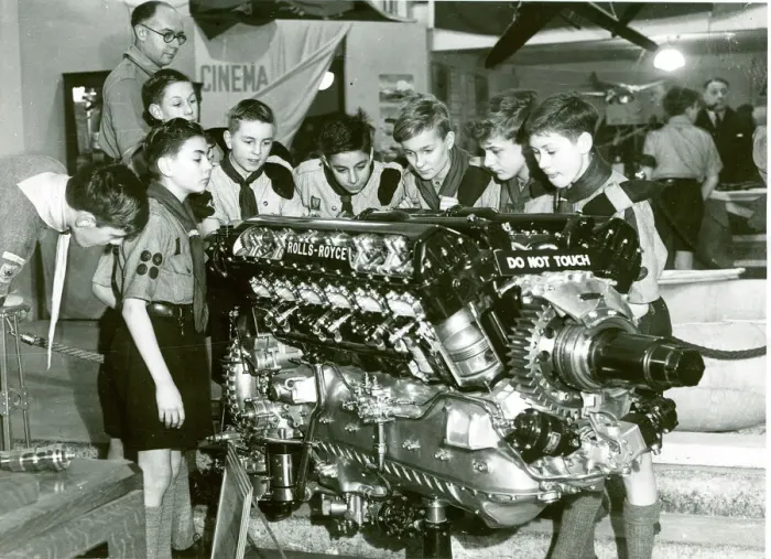 Framed Print : Scouts Examine a Rolls-Royce Engine Print Framed Print : Scouts Examine a Rolls-Royce Engine Print