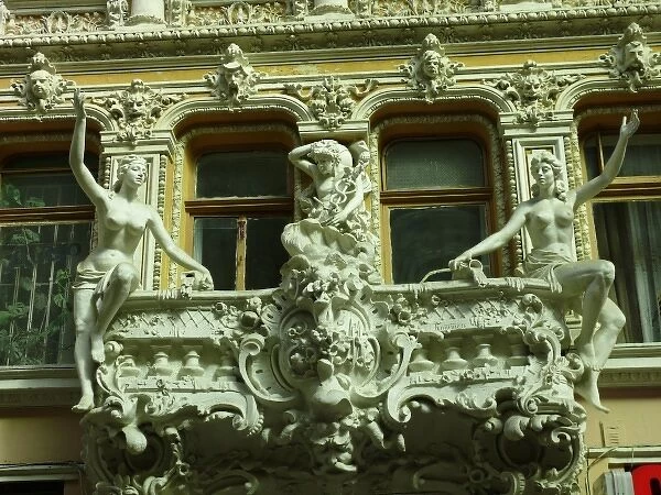 Sculpture on a balcony, Odessa, Ukraine