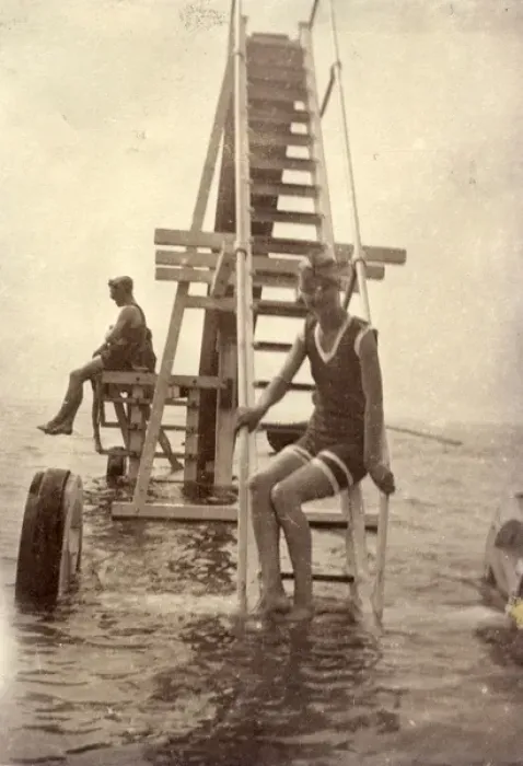 Framed Print : Seaside Diving Machine Print, England, 1910s