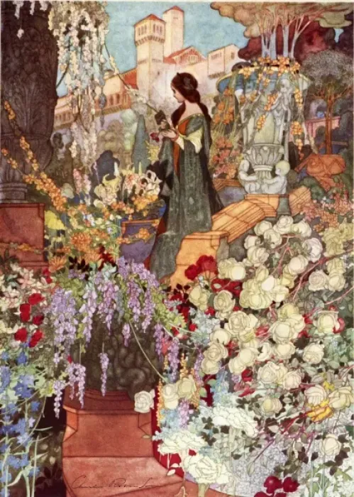 Framed Print : A Lady in a Sumptuous Garden Print Framed Print : A Lady in a Sumptuous Garden Print
