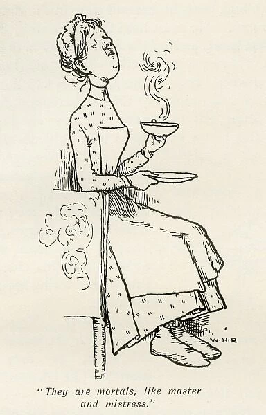 Servant drinking tea