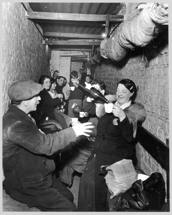 Framed Print : Sheltering Underground Print, Islington Woman Serves Tea Framed Print : Sheltering Underground Print, Islington Woman Serves Tea