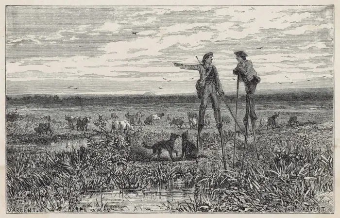Framed Print : Shepherds on Stilts, Les Landes Print Framed Print : Shepherds on Stilts, Les Landes Print