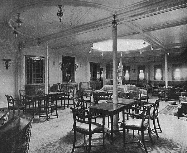 Ship interiors: the drawing room of the Amerika, 1905