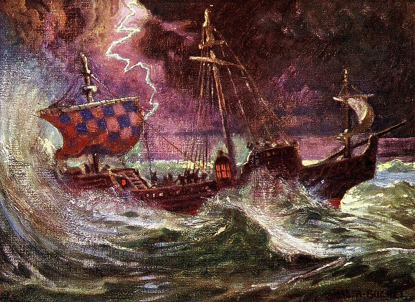 Ship in a storm, The Tempest, Shakespeare