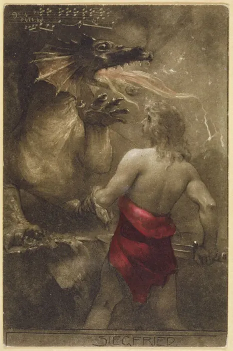 Framed Print : Siegfried Confronts Fafner, Dragon Form Print Framed Print : Siegfried Confronts Fafner, Dragon Form Print