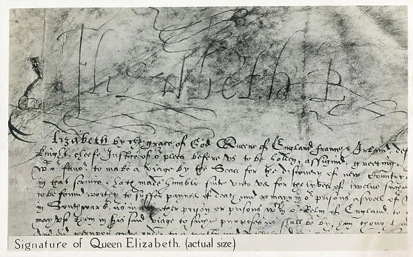 The signature of Queen Elizabeth I of England