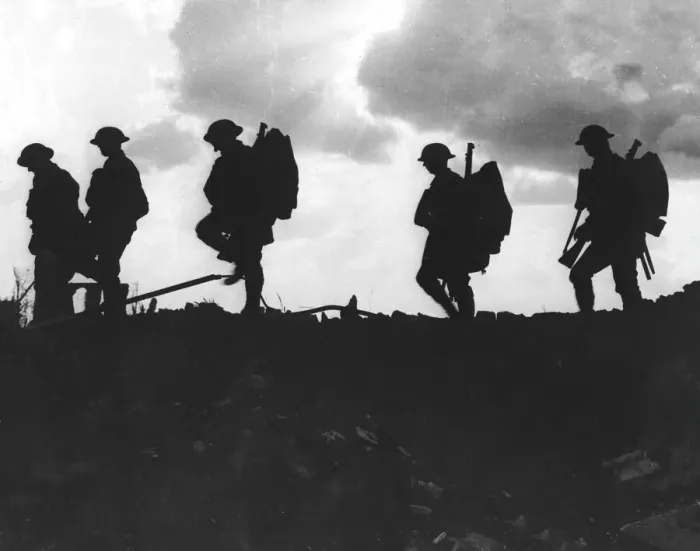 Framed Print : Silhouetted British Troops Print Framed Print : Silhouetted British Troops Print