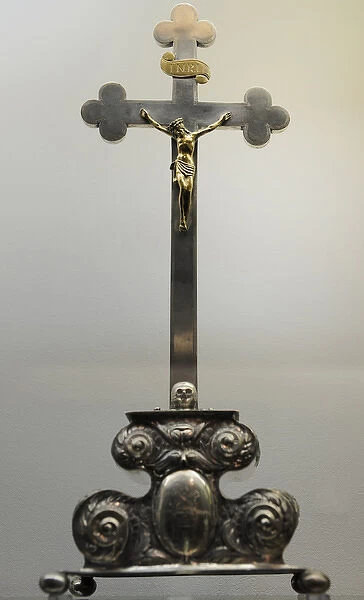 Silver crucifix. Baroque. 1668