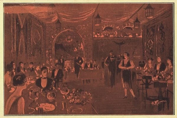 A sketch of the interior of the Kasbeck cabaret in Paris, 19