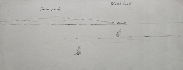 Sketch of Tenby, Wales, including Worms Head