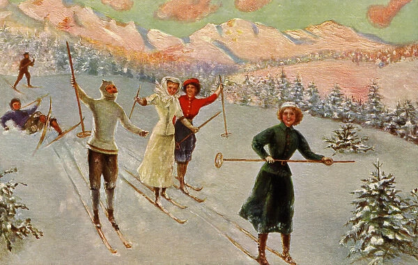 Skiers in the Alps