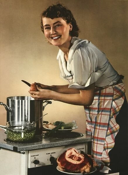 Smiling woman preparing a wholesome feast