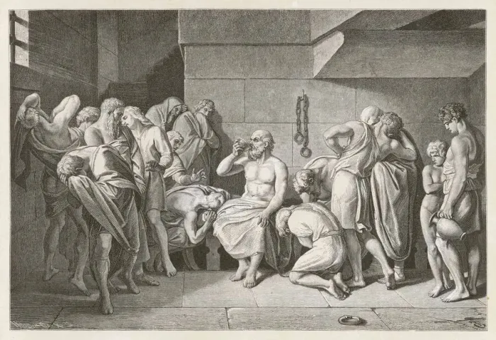 Framed Print : Print of Socrates drinking hemlock