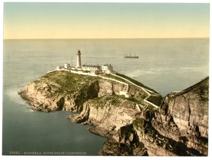Framed Print : South Stack Lighthouse Print, Holyhead, Wales ca. 1890-1900 Framed Print : South Stack Lighthouse Print, Holyhead, Wales ca. 1890-1900