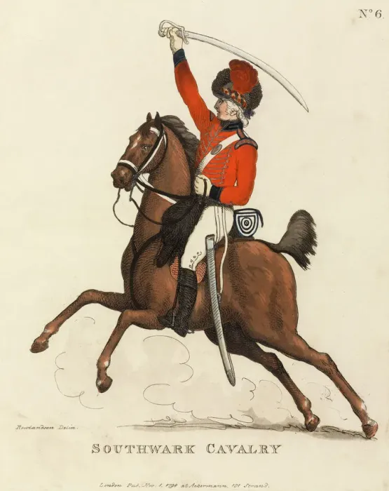 Framed Print : Southwark Cavalry Aquatint Print, circa 1799 Framed Print : Southwark Cavalry Aquatint Print, circa 1799