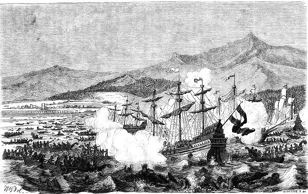 Spanish attack Aztec fleet on Lake Texcoco