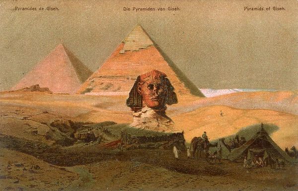 Sphinx and Pyramids at Giza, Cairo, Egypt