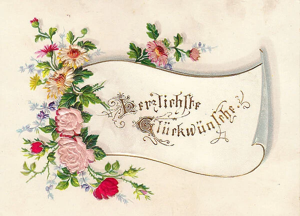 Spray of flowers on a German greetings card