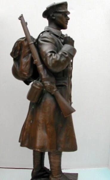 Statue of a 1st World War Tommy wearing greatcoat