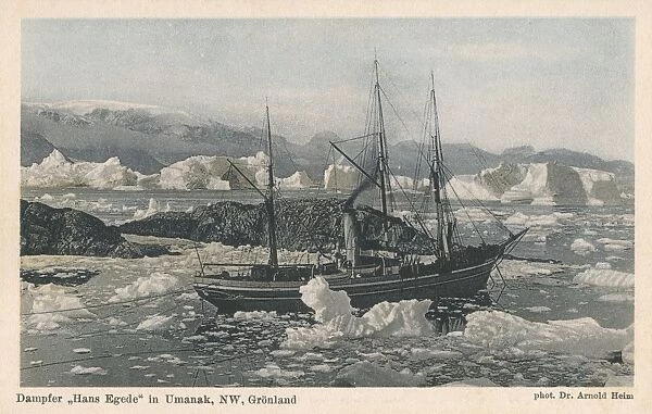 Steamer Hans Egede at Uummannaq, Greenland