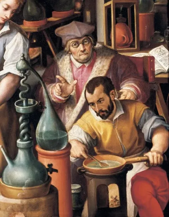 Framed Print : Giovanni Stradano's The Laboratory of Alchemy Print, 1570 Framed Print : Giovanni Stradano's The Laboratory of Alchemy Print, 1570