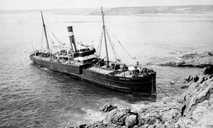 Framed Print : Stranded Steamship Print, Linney Head, Pembrokeshire Framed Print : Stranded Steamship Print, Linney Head, Pembrokeshire