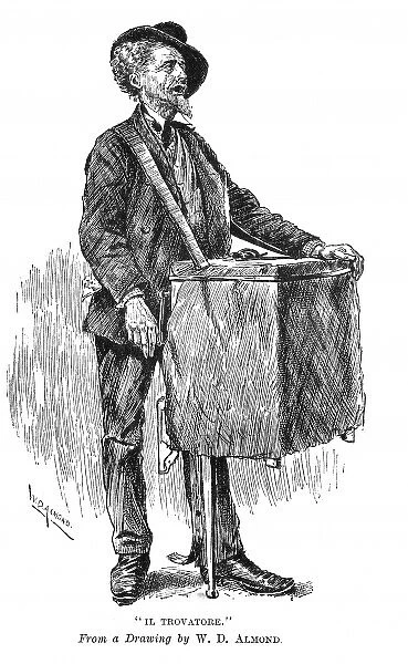 Street music: Barrel organ grinder, c. 1890