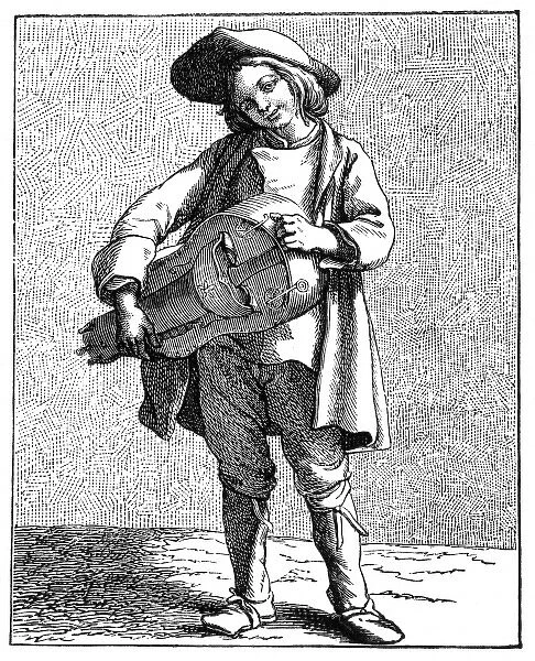 Street music: hurdy gurdy player, 1740
