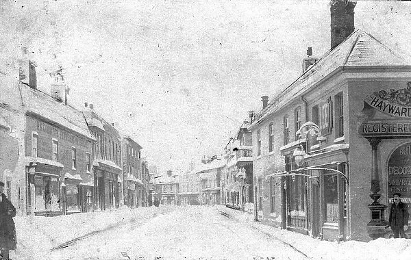 Street Scene in Snow, Saxmundham, Suffolk