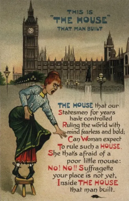 Framed Print : Suffragette Scared by Mouse Print, circa 1908 Framed Print : Suffragette Scared by Mouse Print, circa 1908